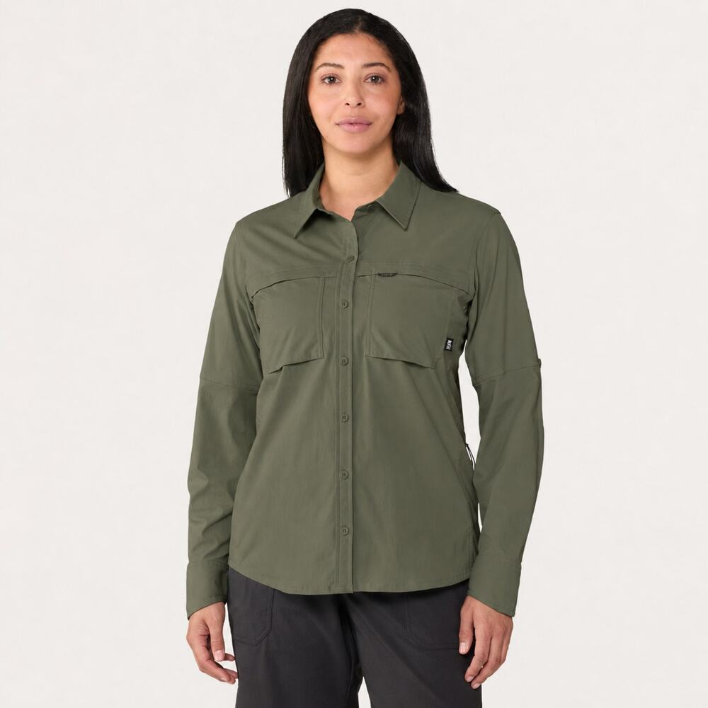 REI Co-op Sahara Long Sleeve Hiking Shirt Olive Green Size XS